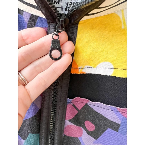 ANIMATED CLOSET Women's Black Multi Patch Work Full Zip Up Track Jacket size S - Picture 5 of 6